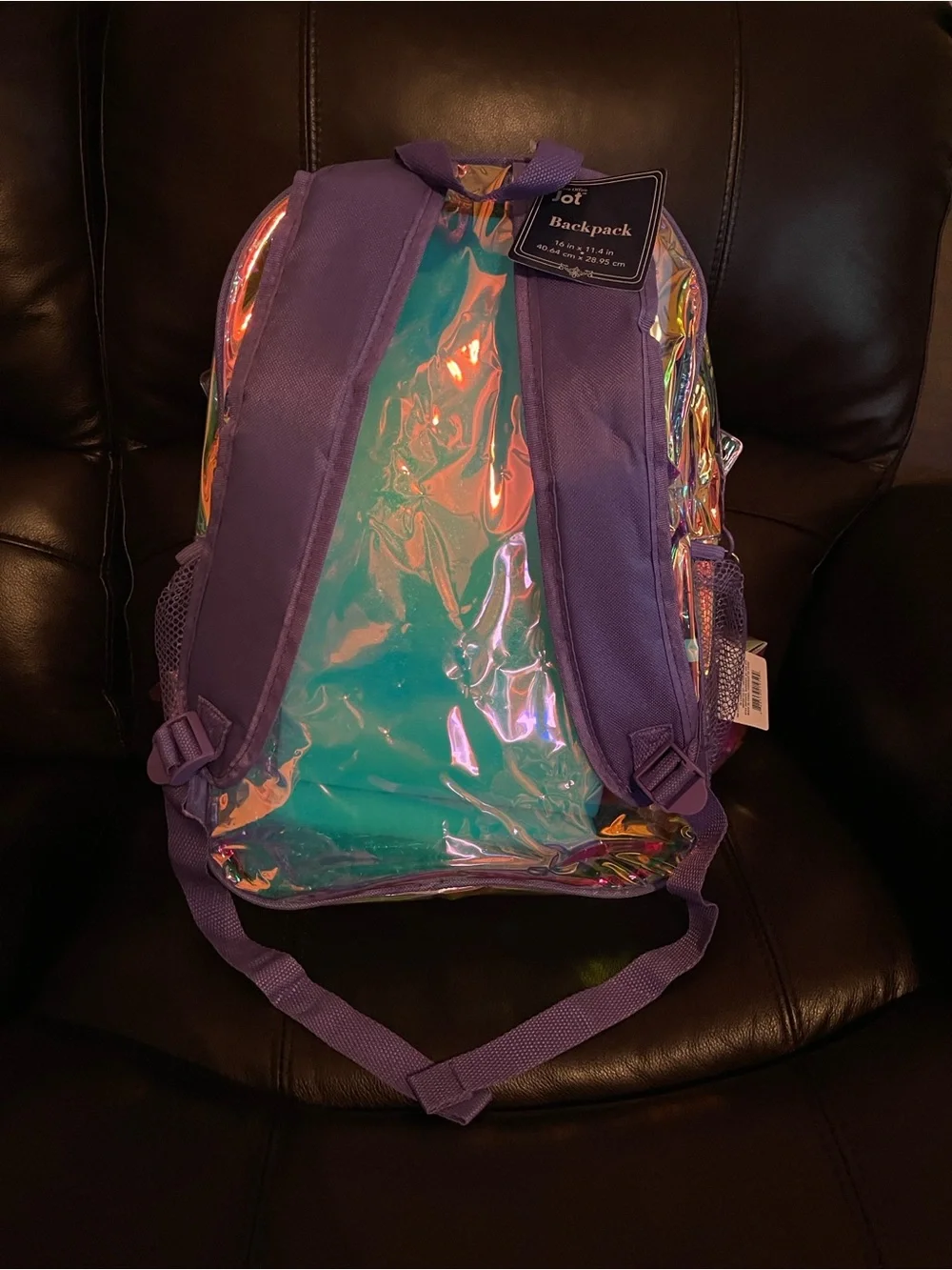 Holographic Purple Kids Backpack with Accessories